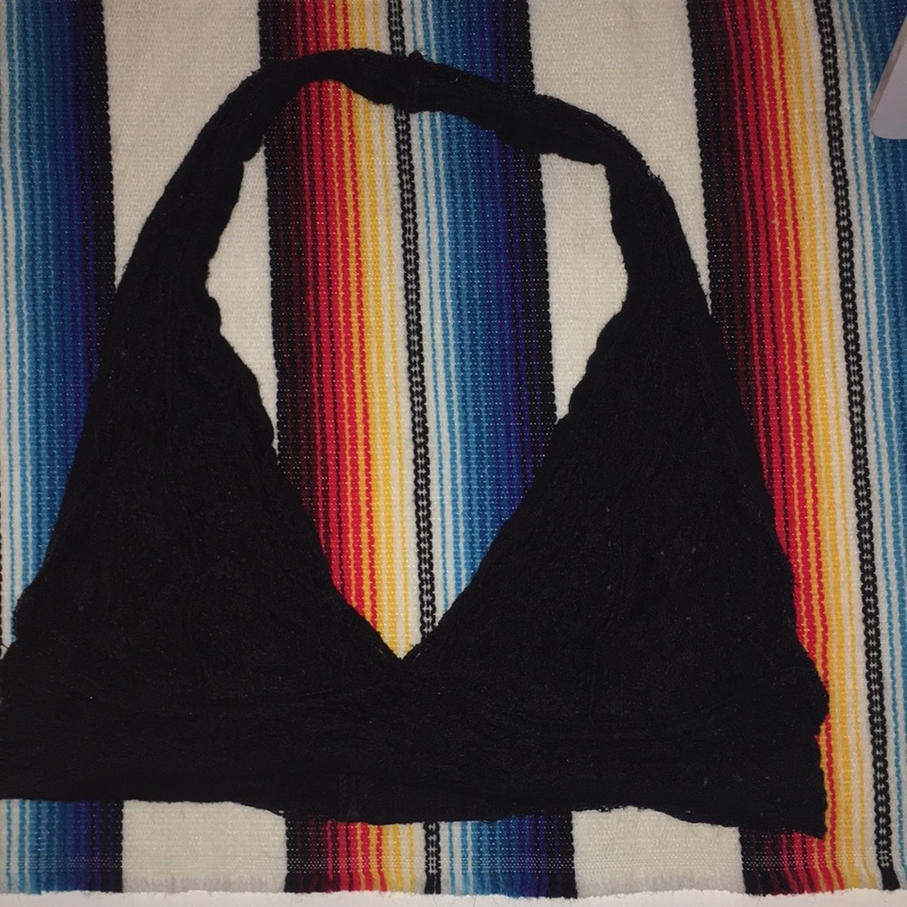 URBAN OUTFITTERS BLACK LACE HALTER BRA